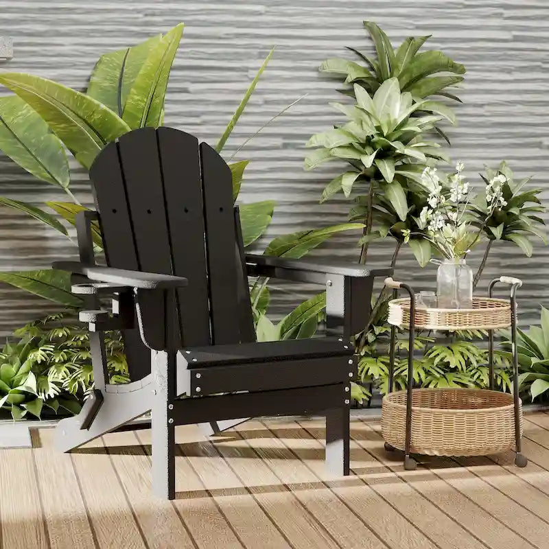 Chaise Adirondack pliante d'extérieur avec porte-gobelet