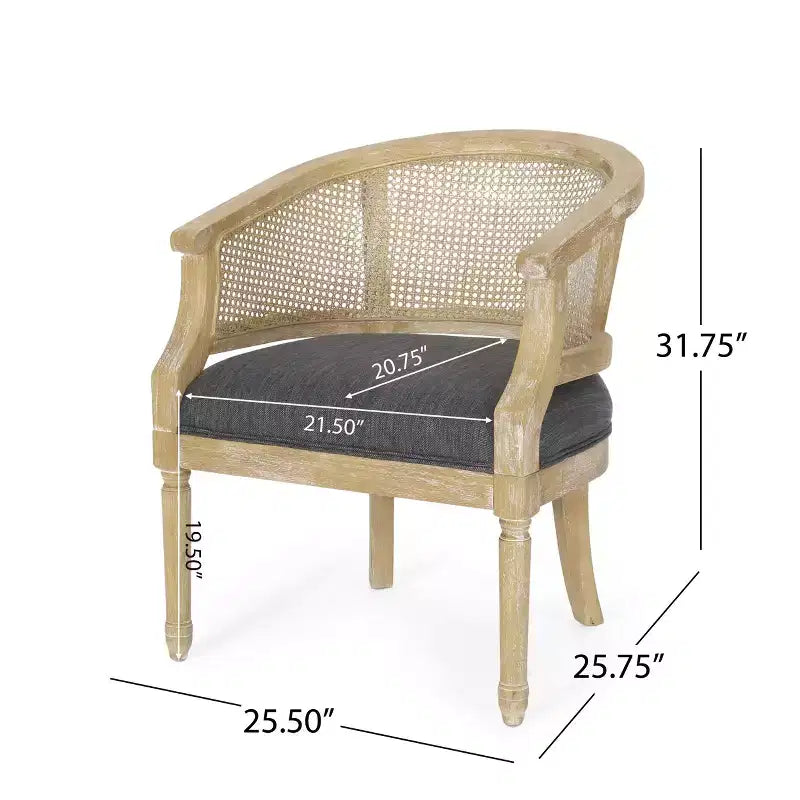 TUYOHW Fauteuil d'appoint moderne en bois avec assise épaisse et confortable, dossier incurvé en rotin, fauteuil de salon pour le séjour, la chambre