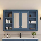 Meuble haut de salle de bain de 47 pouces, Armoire à pharmacie murale avec miroir et étagères ouvertes, Armoire de rangement flottante au-dessus des toilettes pour salle de bain