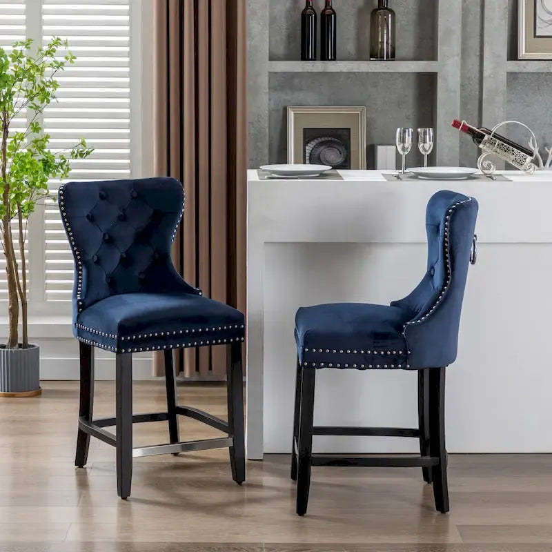 Tabouret de comptoir Carter 24 Wingback Tufted Nailhead (lot de 2)