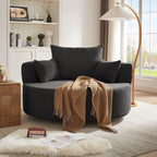 Fauteuil baril accent en chenille, Fauteuil de salon, Fauteuil rond avec base pivotante à 360 degrés et 3 coussins amovibles