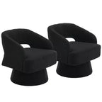 Fauteuil pivotant - Fauteuil moderne rembourré avec dossier rayé et rembourrage moelleux, chaise longue ronde pour salon, chambre à coucher (1 pièce)