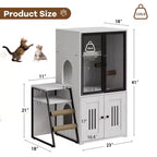 Meuble de litière pour chat GustomWave, armoire double cachée 2 en 1 avec bac à litière fermé et échelle, meuble pour chat en bois