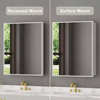 Armoire à pharmacie Elise avec miroir, armoire de salle de bain à montage en surface ou encastré, étagères réglables en verre trempé, réversible