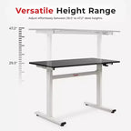 Bureau debout Sunny Health & Fitness Air-Drive avec levage pneumatique sans fil - Blanc