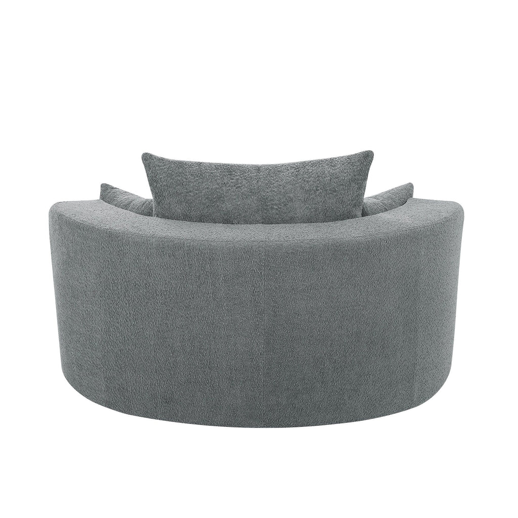 Fauteuil baril accent en chenille, Fauteuil de salon, Fauteuil rond avec base pivotante à 360 degrés et 3 coussins amovibles