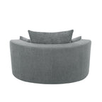 Fauteuil baril accent en chenille, Fauteuil de salon, Fauteuil rond avec base pivotante à 360 degrés et 3 coussins amovibles