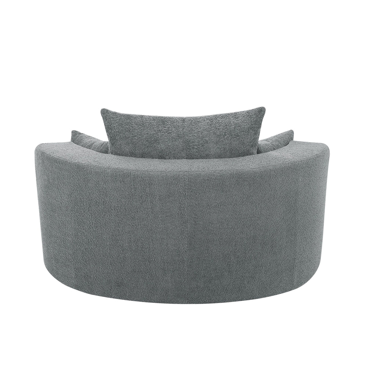 Fauteuil baril accent en chenille, Fauteuil de salon, Fauteuil rond avec base pivotante à 360 degrés et 3 coussins amovibles