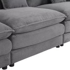 MAYEERTY 141.6 Canapé modulaire moderne en velours côtelé avec quatre oreillers pour salon gris