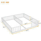 Lit double superposé avec barrière de sécurité, lit plateforme en bois avec clôture pour 2 enfants