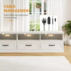 Meuble TV 70 pouces pour téléviseurs jusqu'à 80 pouces, meuble de divertissement moderne du milieu du siècle avec tiroir, meuble TV console média pour salon, chambre à coucher
