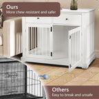 BOSSIN Cage pour Grand Chien de 112 cm, Meuble de Chenil en Bois avec Tiroirs de Rangement, Niche Décorative pour Animaux de Compagnie