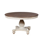 Ensemble de salle à manger Roundhill Furniture Arch en chêne vieilli : table ronde, quatre chaises