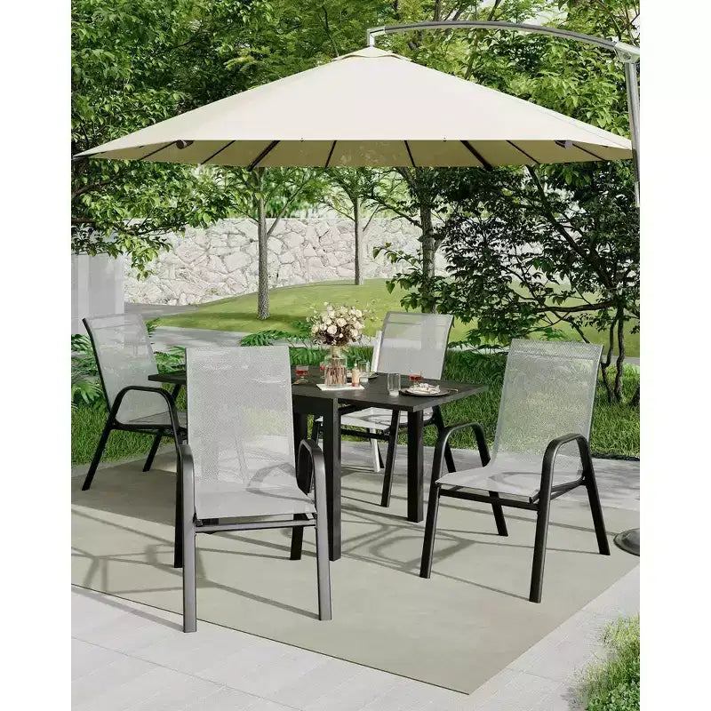 Lot de 4 chaises de terrasse GustoWave, chaises de salle à manger empilables d'extérieur toutes saisons, meubles de jardin respirants pour le jardin