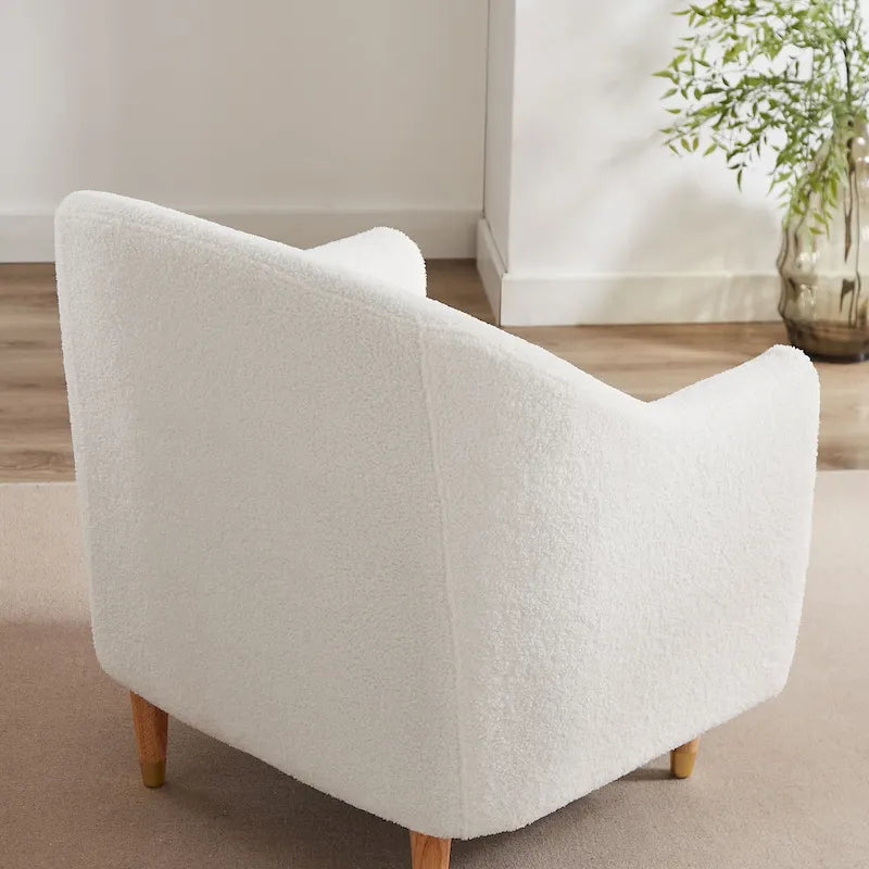 28,34 W Lot de 2 fauteuils d'appoint, fauteuil barillet en velours avec pieds en bois massif