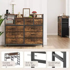 COZONY Commode de rangement à 9 tiroirs de 86,4 cm de haut et meuble TV, Tour de rangement en tissu, Rangement à cadre en acier robuste pour le salon, utilisation dans les petits espaces