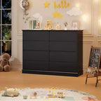 Commode double COZONY 51 po de large à 8 tiroirs – Grande commode horizontale avec tiroirs profonds et plateau large pour chambre, dressing, salon et couloir