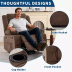 Fauteuil relax pivotant manuel à 360°, canapé planeur avec porte-gobelets et poches, fauteuil confortable pour la chambre de bébé, le salon et la chambre à coucher