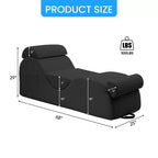 Mjkone Chaise Longue de Yoga en Velours Côtelé, Canapé de Yoga Incurvé avec Appui-Tête/Coussin Lombaire/Repose-Pieds Amovibles, Base Antidérapante