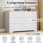 Commode en bois avec 6 tiroirs, commode de rangement longue, meuble de rangement moderne, pour chambre à coucher, salon