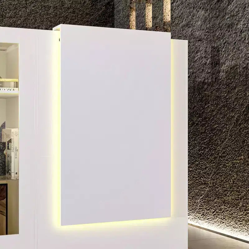 Comptoir de réception d'angle blanc Famapy avec vitrine en verre trempé