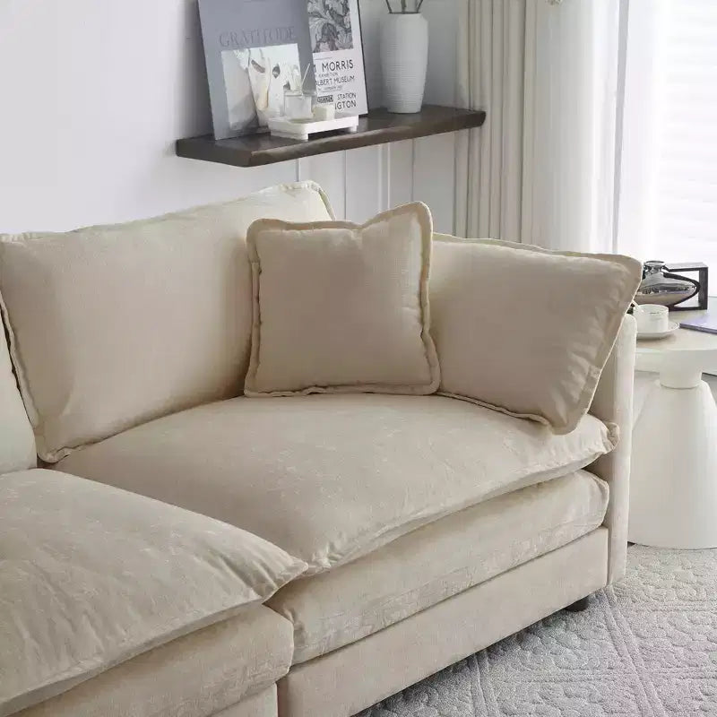 Canapé Confort MAYEERTY en U avec méridienne réversible, Grand Canapé Modulable en U avec Pouf pour Salon, Beige