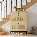 Meuble à chaussures moderne avec 2 tiroirs basculants et grand tiroir, organisateur de chaussures en bois avec étagère réglable, rangement à chaussures caché pour entrée, salon