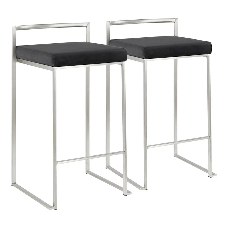 Tabouret de comptoir Silver Orchid Forrest en acier inoxydable empilable et entièrement soudé (lot de 2)