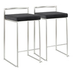 Tabouret de comptoir Silver Orchid Forrest en acier inoxydable empilable et entièrement soudé (lot de 2)