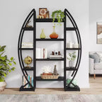 Lantine Étagère à plantes incurvée à 8 niveaux pour l'intérieur, étagère industrielle en métal de 175 cm de haut pour salon, balcon, terrasse, noire