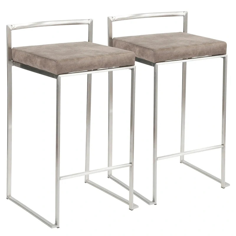 Tabouret de comptoir Silver Orchid Forrest en acier inoxydable empilable et entièrement soudé (lot de 2)