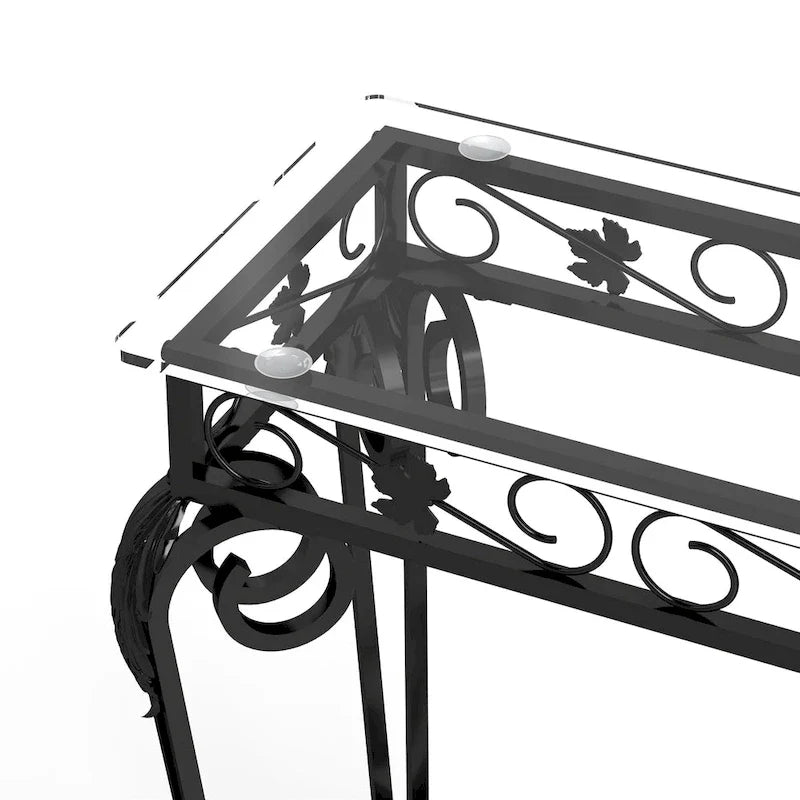 Console moderne en verre et métal pour entrée avec rangement et montage facile