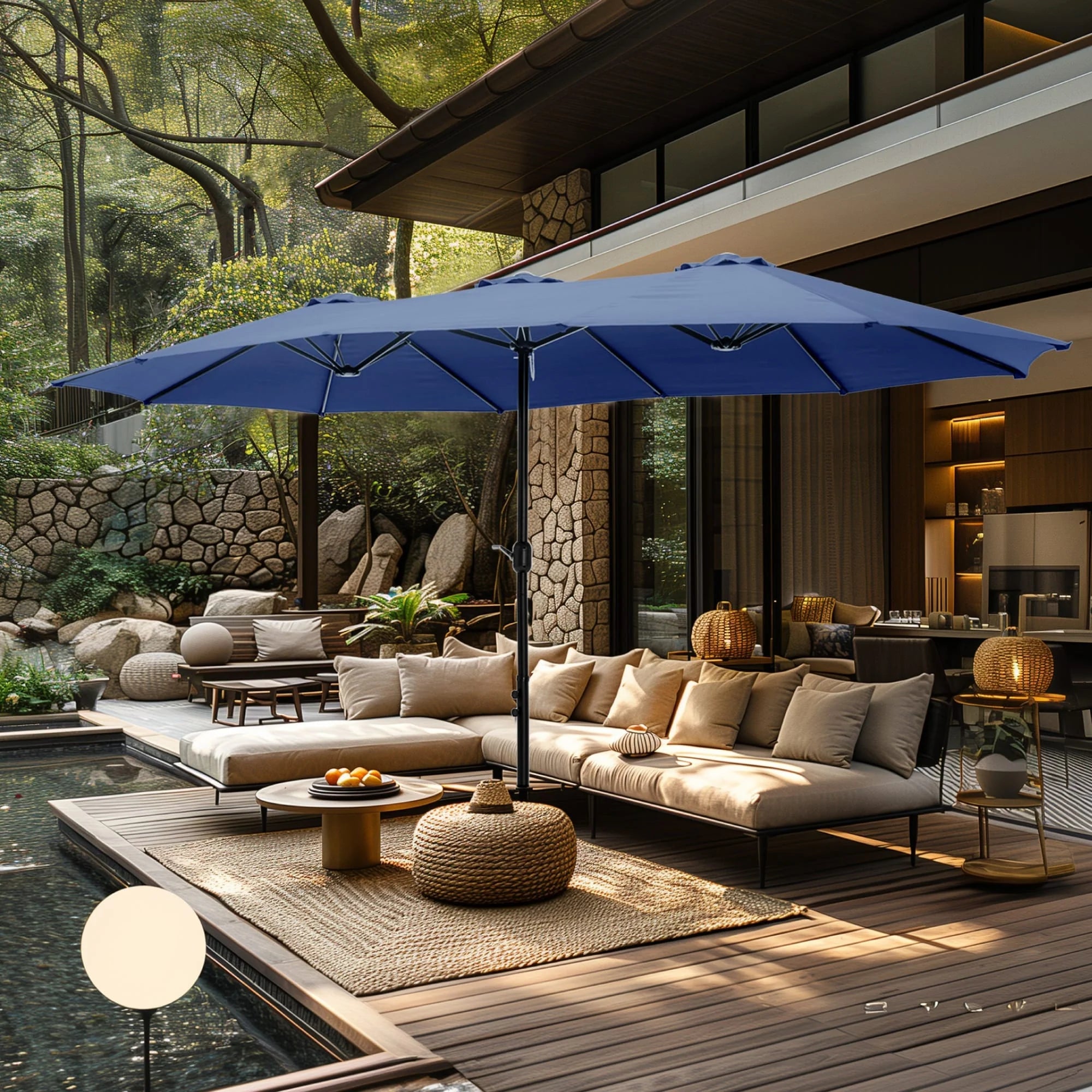 MAISON ARTS Grand Parasol Double Face de 4,5 m avec Base Incluse pour Patio