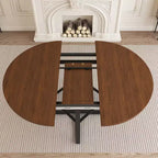GDFStudio Rakesh Table à manger ronde extensible moderne en métal avec étagère à grille métallique