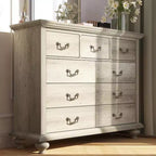 Commode à 9 tiroirs pour chambre à coucher, commode en bois avec grands tiroirs et poignées en métal