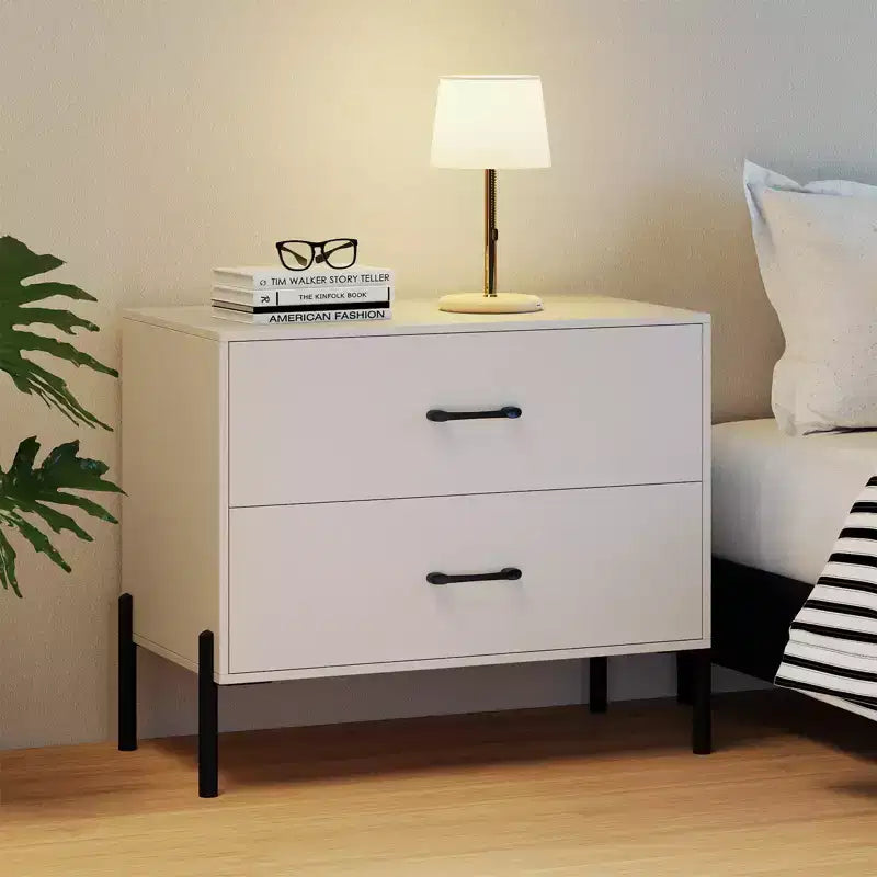 Commode à 2 tiroirs Costway avec pieds et poignées en métal, tiroirs et kits anti-basculement pour placard