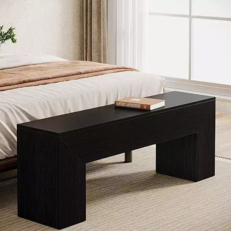 Banc d'entrée en bois Lantine47'', banc d'entrée de style ferme avec rangement pour salon, chambre à coucher, couloir, assemblage facile, brun chêne