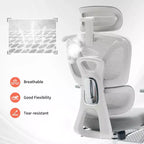 Chaise de bureau ergonomique en maille - Dossier haut, support lombaire réglable, appui-tête et repose-pieds rembourrés, siège large et respirant, chaise de bureau pivotante