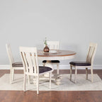 Ensemble de salle à manger Roundhill Furniture Arch en chêne vieilli : table ronde, quatre chaises