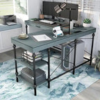 Bureau d'ordinateur d'angle en métal de 59 pouces Haley Farmhouse avec ports USB par Furniture of America