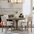 Ensemble de salle à manger 5 pièces en bois taupe rétro avec table à tréteaux courbés et 4 chaises