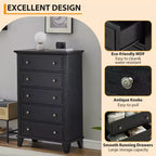 Commode à 5 tiroirs pour chambre à coucher, commodes et chiffonniers hauts de 122 cm avec rangement, grande commode de style ferme pour placard