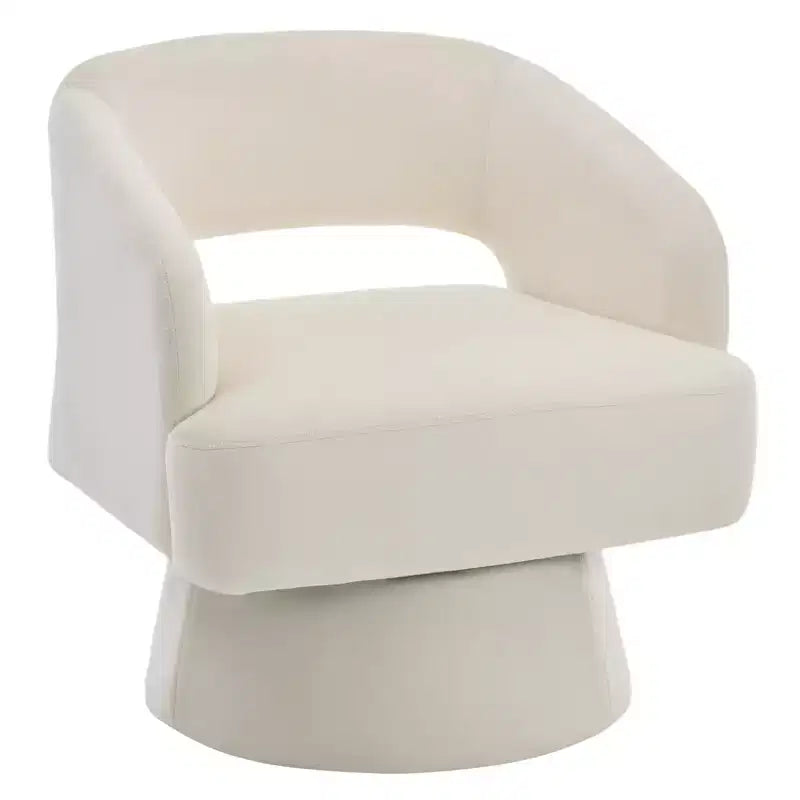 Fauteuil pivotant - Fauteuil moderne rembourré avec dossier rayé et rembourrage moelleux, chaise longue ronde pour salon, chambre à coucher (1 pièce)