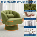Fauteuil d'appoint pivotant moderne avec dossier rayé et coussin moelleux - Chaise longue ronde rembourrée