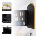 Armoire à pharmacie en fer forgé doré de 19,5 x 29,64 pouces avec miroir, armoire de salle de bain avec miroir sculpté