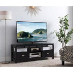 Meuble TV Kings Brand Furniture 54 po en bois fini noir avec rangement