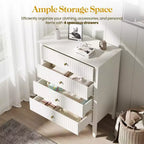 Heynemo Commode à 4 tiroirs cannelés, Commode en bois pour ranger les vêtements, Armoire de rangement en bois, Table de chevet pour Chambre, Couloir, Salon, Entrée