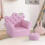 Ensemble canapé Qaba pour enfants, canapé rembourré avec pouf, canapé princesse avec décoration en diamant, fauteuil canapé pour bébés, filles, rose