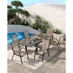 Lot de 4 chaises de terrasse GustoWave, chaises de salle à manger empilables d'extérieur toutes saisons, meubles de jardin respirants pour le jardin
