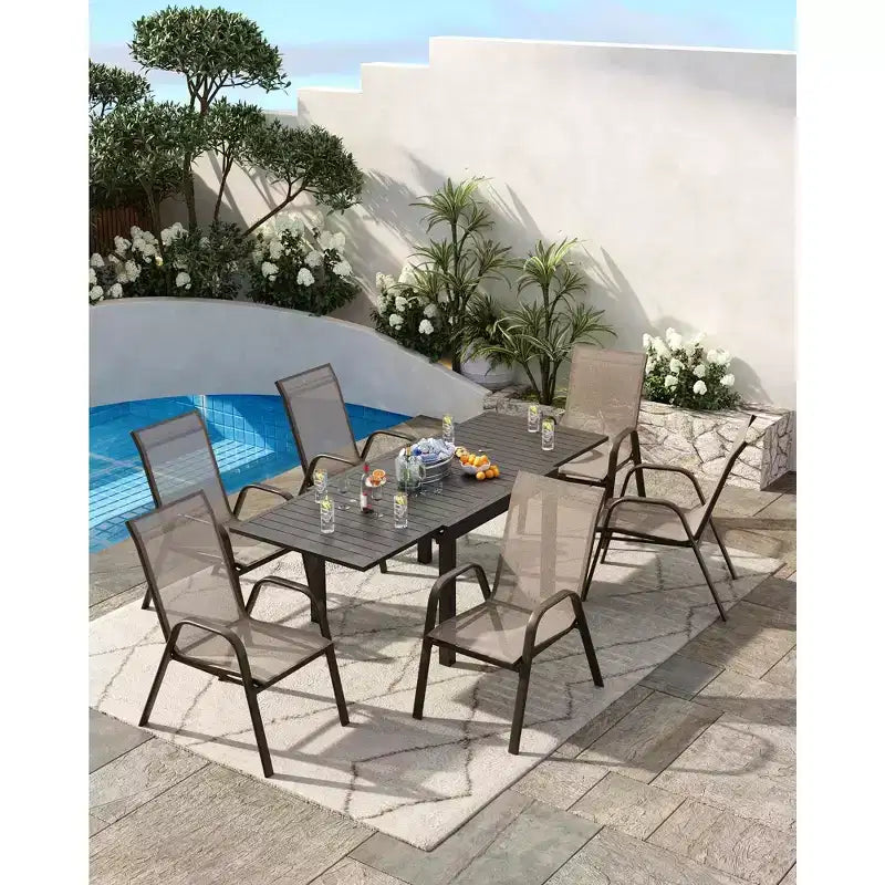 Lot de 4 chaises de terrasse GustoWave, chaises de salle à manger empilables d'extérieur toutes saisons, meubles de jardin respirants pour le jardin